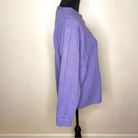 Sara Morgan Sweater Vintage Cardigan Cable Knit Button Up Vtg Purple Size Large - Picture 6 of 10